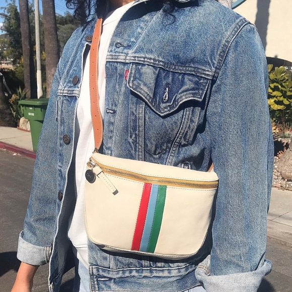 Clare V Tan Crossbody Bag with Red Accent - Picture 15 of 16